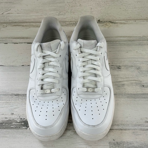 Nike Air Force 1 Men’s Size 14 Low Top Lace Triple White Breathable Upper - Picture 5 of 10